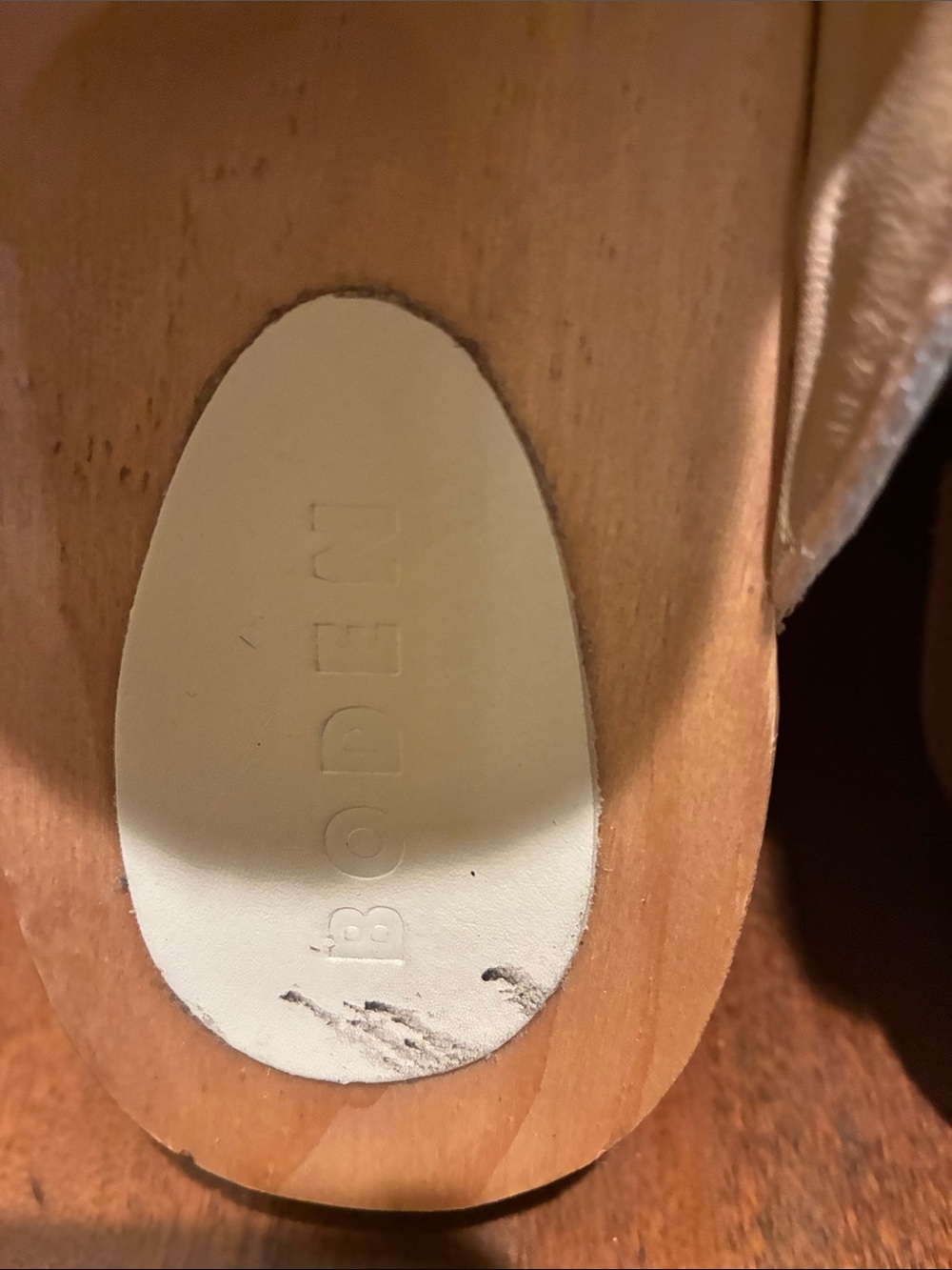 Boden Cream Leather Studded Clog Mule with Gold Buckle - Picture 4 of 7